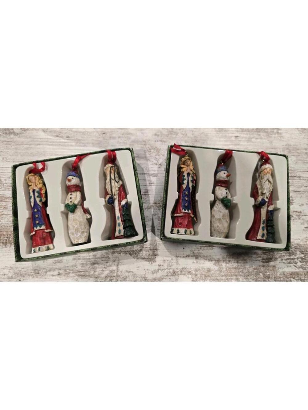 Russ Berrie & Co The Christmas Sampler Santa Angel Snowman Ornaments  2 Box Sets